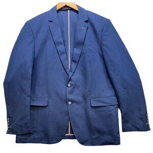 Gil Vincente Mens European Fashion Blazer Size 48 Linen & Cotton Blend Navy Blue